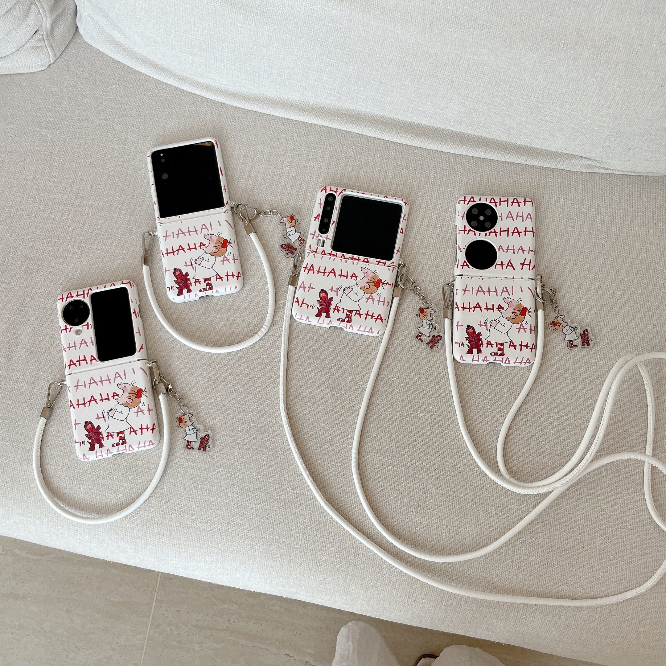 新款适用华为PuraX折叠带长绳手机壳华为pocket2全包OPPOFindN3Flip防摔MagicVFlip/小米MIXflip2保护套