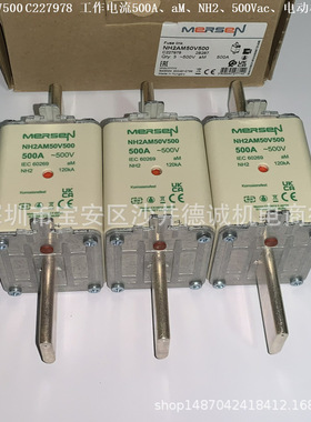 NH3AM69V500 L227986 熔断器 500A、aM、NH3、690Vac、电动机保护