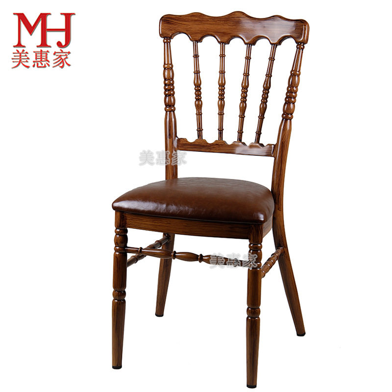 厂家直供户外婚礼古堡椅手工刷木纹拿破仑椅 铝合金酒店婚庆餐椅
