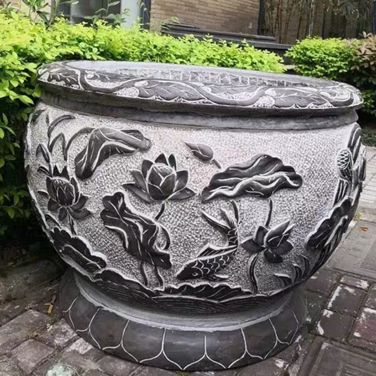 大理石仿古石雕圆形方形鱼缸花盆