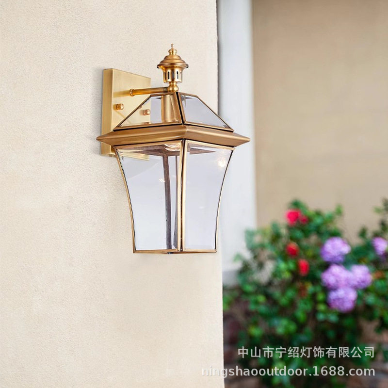欧式全铜壁灯客厅卧室床头灯现代简约楼梯过道灯具户外防水壁灯