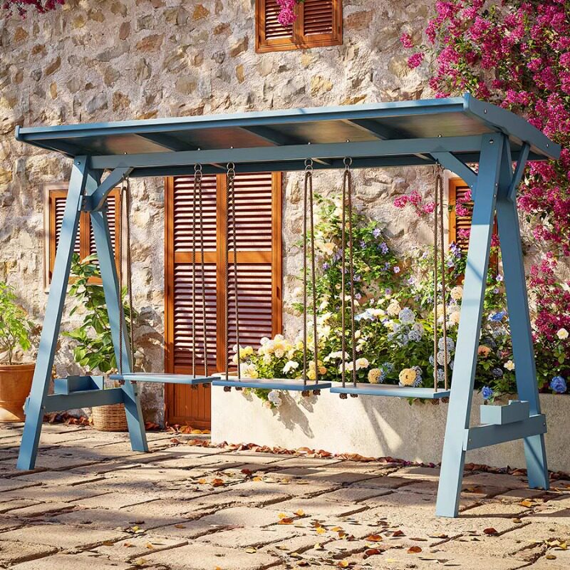 户外荡秋千小庭院摇椅室外防腐木质吊椅家具成人儿童网红装饰实木