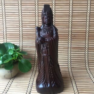 黑檀海木雕海上妈祖神像摆件实木家居客厅天后摆饰庙宇木质工艺品