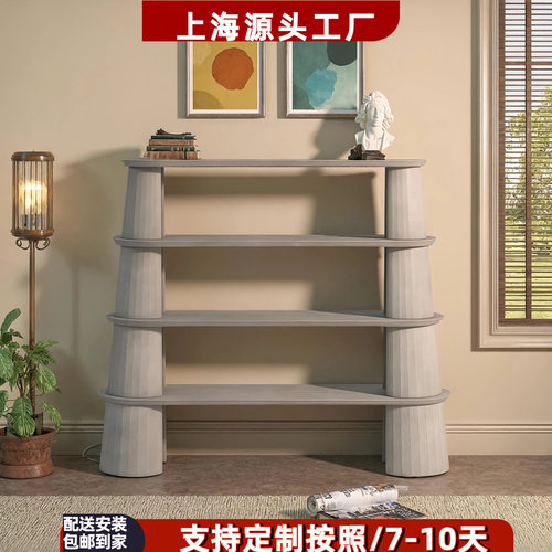 意式烤漆书柜实木书架落地置物架客厅靠墙收纳架家用储物架展示柜
