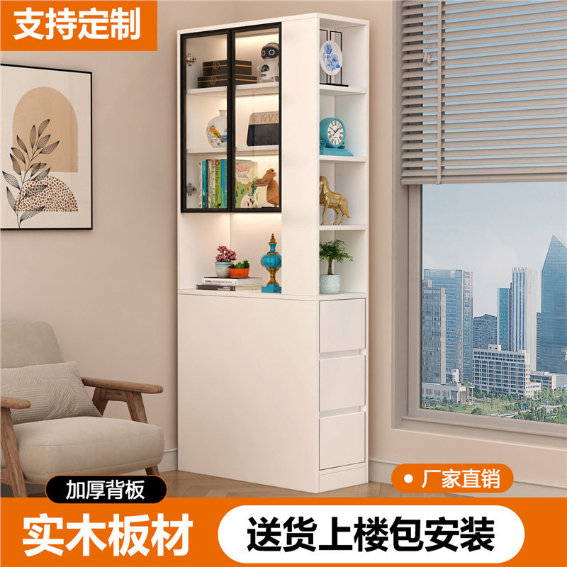 实木转角夹缝收纳边柜