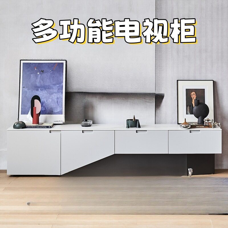 北欧烤漆电视柜岩板网红视听柜小户型多功能客厅地柜茶几组合整装