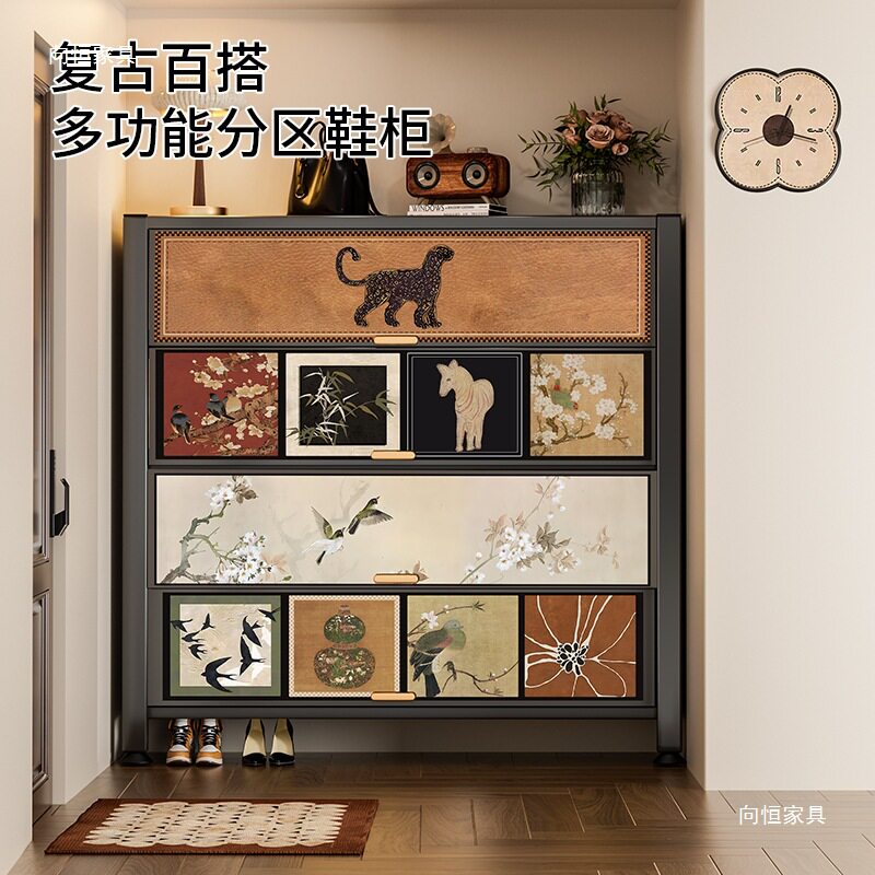 钢制中古风入户玄关收纳鞋柜