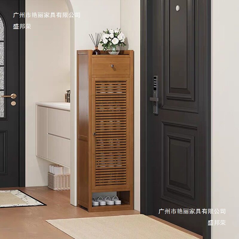 厂家入户鞋柜单门迷你小户型窄高立式家用门口室内带抽屉