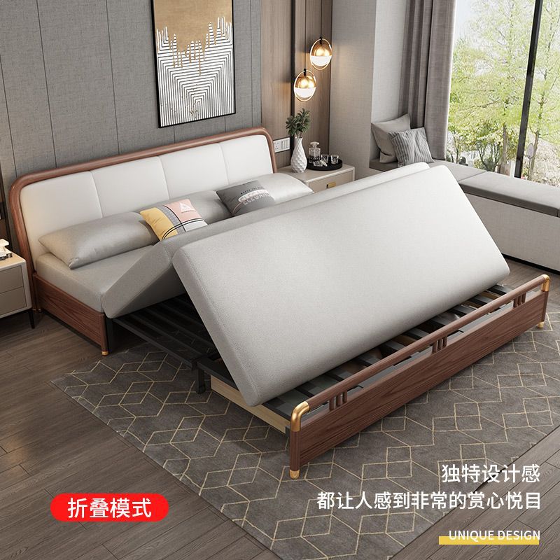 小户型实木折叠储物沙发床