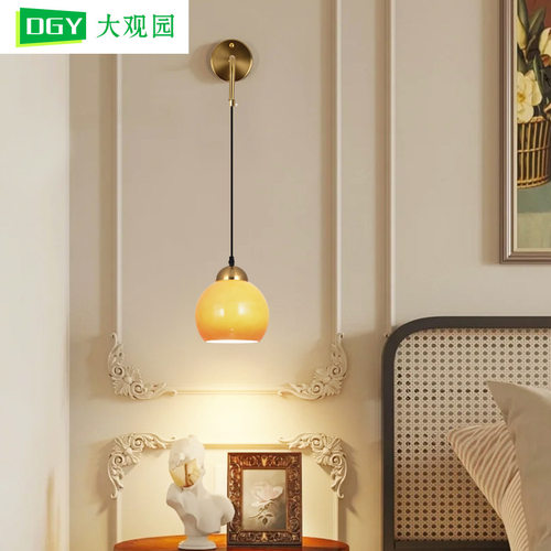 大观园床头灯中古卧室吊灯日式复古氛围灯玄关过道走廊吊线灯L271