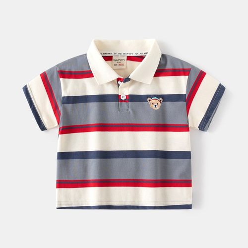 男童条纹POLO衫新款夏季儿童宽肩翻领短袖T恤宝宝休闲透气上衣潮