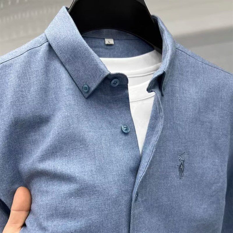 高品质面料!甄选全棉!双股色织衬衫男长袖秋季时尚重磅纯棉衬衣