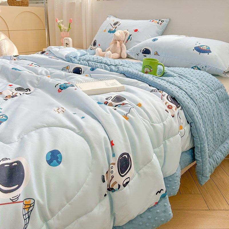夏季儿童大豆纤维夏凉被单人学生宿舍冰豆豆空调被双人薄被可机洗