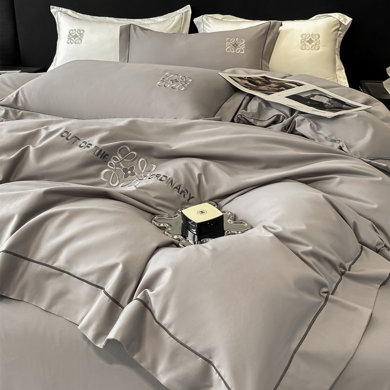 高端A类200支长绒棉四件套轻奢凤高级感纯棉被套全棉简约床上用品