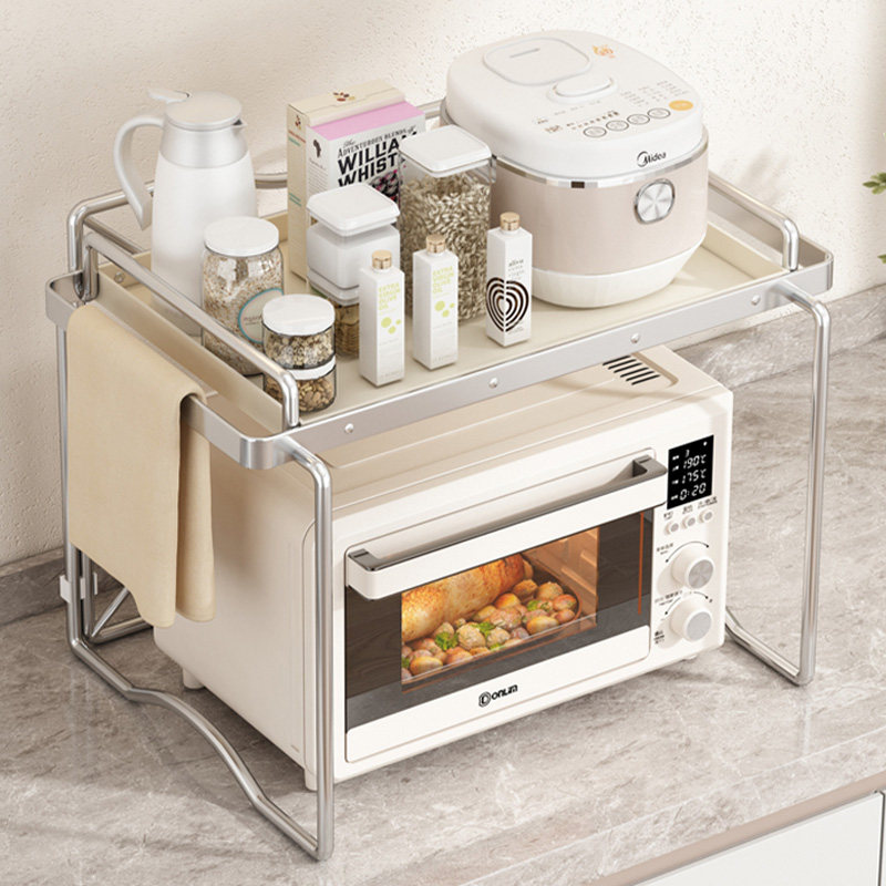厨房微波炉置物架烤箱架家用双层台面空气炸锅电饭锅收纳桌面支架