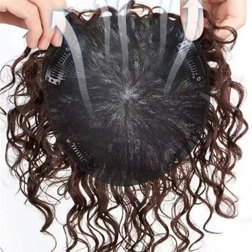 小函假发补发片羊毛卷假发可盘发假发卷发片轻薄透气遮盖白发补发