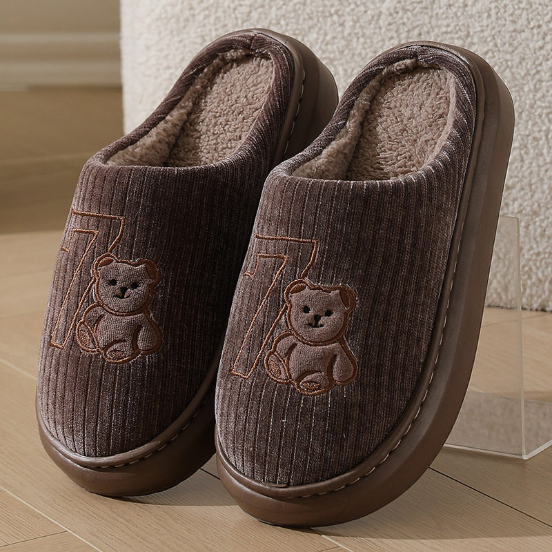 棉拖鞋男士秋冬保暖居家用厚底防滑简约情侣冬天暖脚拖鞋女款外穿