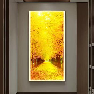 黄金满地玄关装饰画LED灯画中式招财进宝发光挂画发财树入户壁画