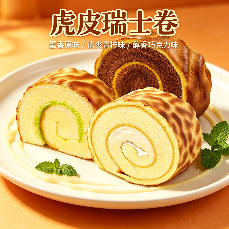 每日赞虎皮蛋糕瑞士卷巧克力味早餐面包整箱甜品下午茶点心零食