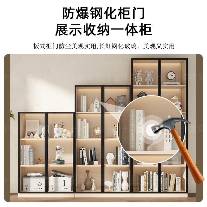 实木客厅展示柜h落地置物架靠墙玻璃门家用储物柜儿童书柜书架一