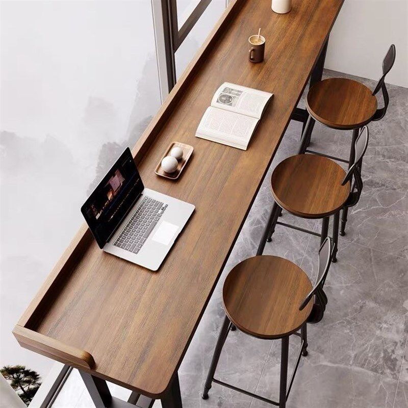 实木吧台桌靠墙窄桌子家用阳台长条桌奶茶店O酒吧高脚桌椅组合商,商业/办公家具,酒吧台,淘宝优惠券,粉丝福利购,淘宝优惠卷