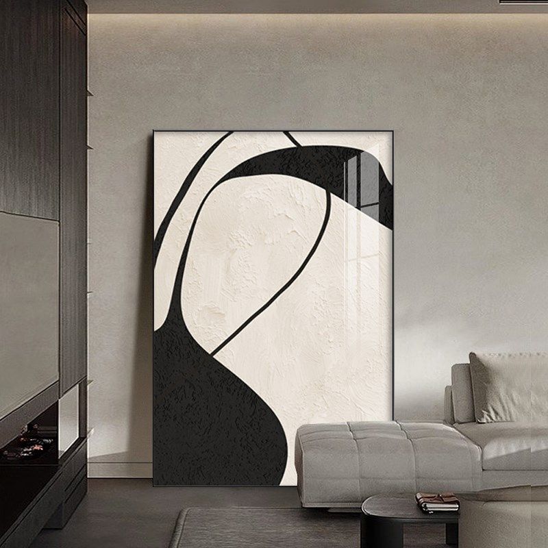 抽象黑白客厅装饰画沙发背景高级感画现代M简约艺术落地画玄关挂,家居饰品,现代装饰画,淘宝优惠券,粉丝福利购,淘宝优惠卷