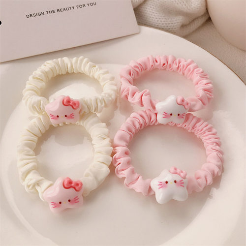 新款可爱星星猫咪发圈甜美小肠圈头绳百搭蝴蝶结皮筋发绳发饰