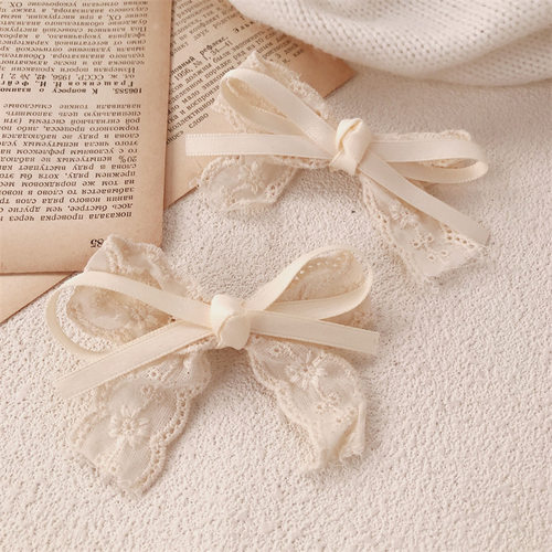 复古小清新米色刺绣蕾丝发夹边夹碎发夹子田园波西米亚发卡鸭嘴夹