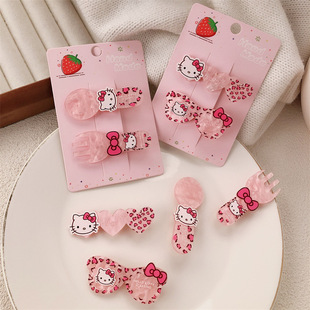 蝴蝶结小猫创意叉子勺子发夹百搭创意眼镜爱心鸭嘴夹卡通刘海夹