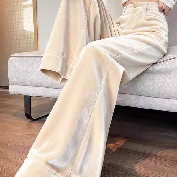 西装丝绒微喇裤子秋冬加厚女款2025超火加绒高腰窄版直筒阔腿长裤,女装/女士精品,休闲裤,淘宝优惠券,粉丝福利购,淘宝优惠卷