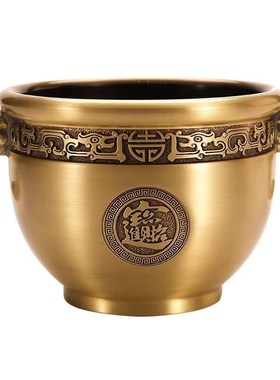 高档大小号纯黄铜聚宝盆摆件象鼻缸家居装饰招财进宝开业乔迁礼品