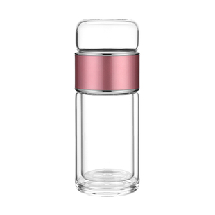 双层玻璃杯茶水分离加厚耐热便携透明水杯女学生泡茶杯子定制刻字