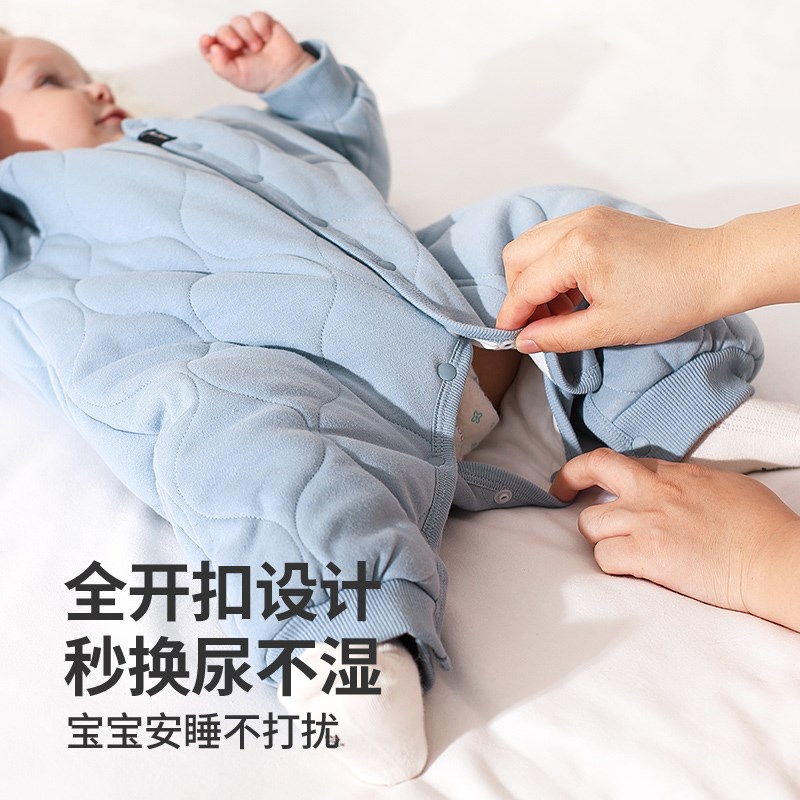 宝宝夹棉连体衣秋冬婴儿睡衣冬季加厚棉衣纯棉男女婴幼儿棉服冬款