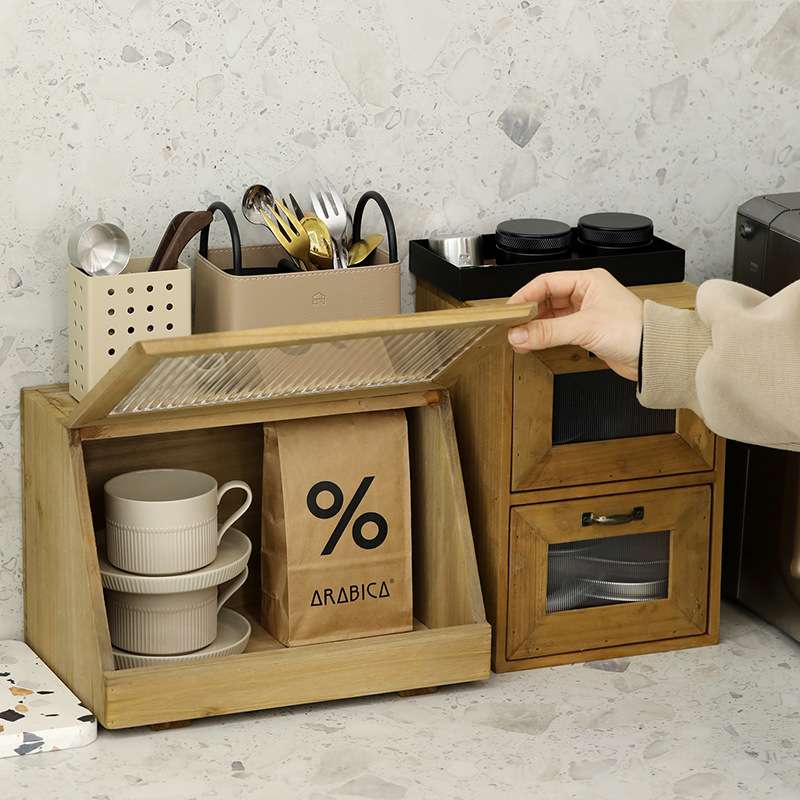 复古木制桌面收纳盒 中古造型收纳箱 咖啡店翻盖杂物箱 做旧抽屉