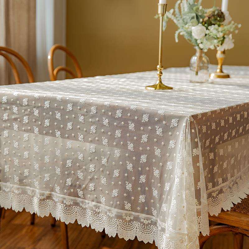【推介款】设计款餐桌布艺桌布茶几蕾丝台布电视柜盖巾