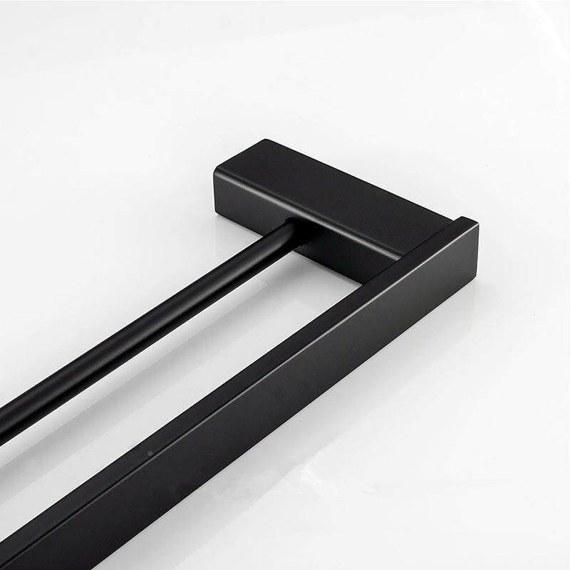 口德国浴室LJW毛巾杆毛巾架30出不4锈钢厕方形所毛巾双杆黑色浴巾