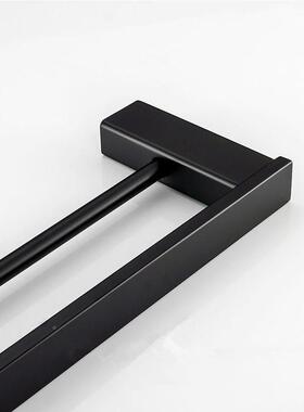 口德国浴室LJW毛巾杆毛巾架30出不4锈钢厕方形所毛巾双杆黑色浴巾