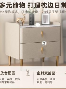 奢床纳头柜全实ALI65879木卧室现轻简约储物小柜子床边岩代板小型