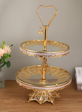 档盘欧XIK式双层高创意果水果盘家用客厅几茶摆件