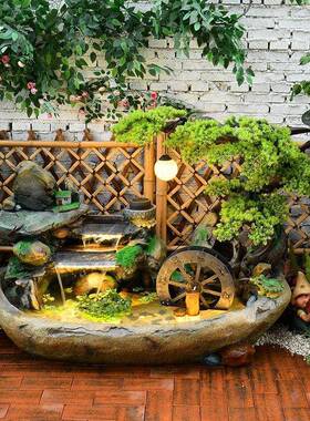 田园喷流水摆件庭院台客厅玄关假阳山户外循流水泉造景家环居NJA