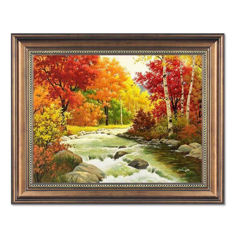 美油式招装饰画厅走廊挂画欧式财ABS风客景山水壁画餐厅墙画饭厅