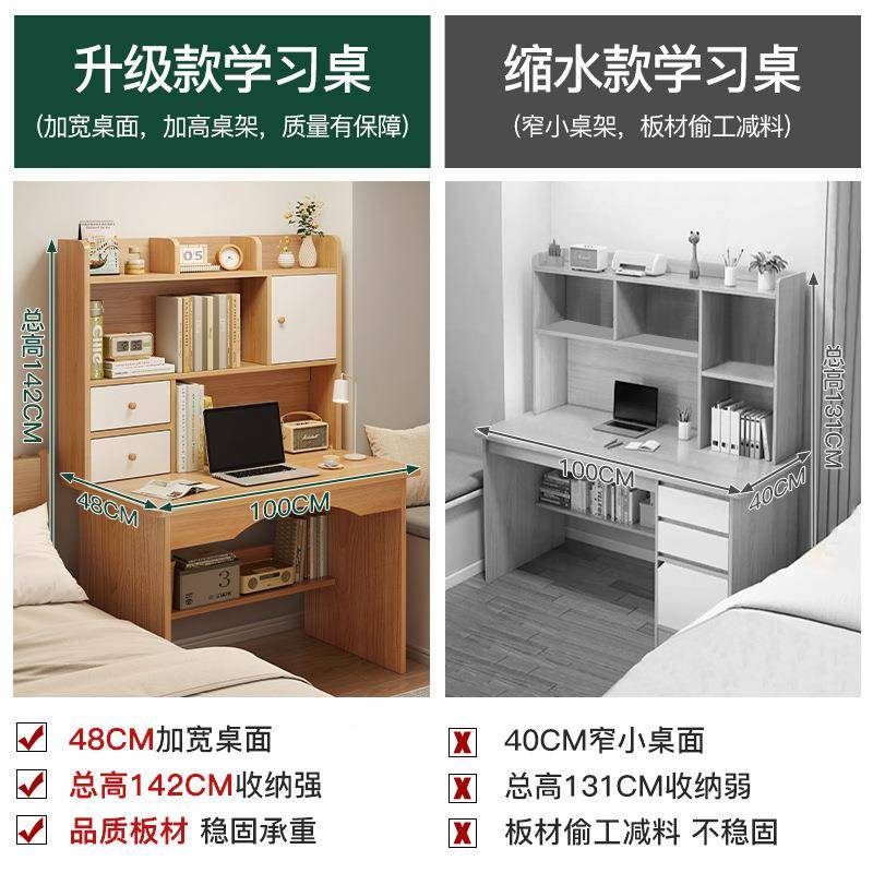 电脑书桌台式卧室一简桌家用小学生书架体易学习桌椅办公TST写字