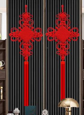 红色黄色蓝色走中国结挂件厅大号手工编织入户客玄关廊视电墙WCL