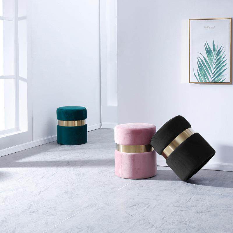 轻奢圆搁脚凳门卧布艺凳家用口室化妆凳简约儿童凳创意矮CPS凳子