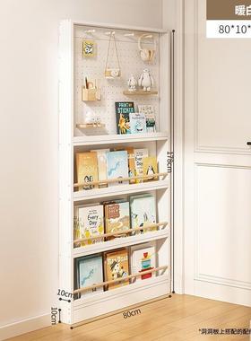 实木CY835955后书架超薄儿童置物架阅读门书柜纳地落多层壁挂墙上
