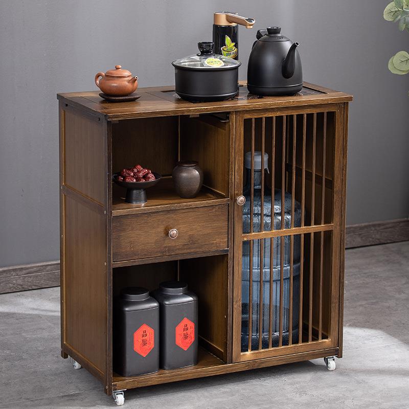 移动茶家小型茶台茶车边柜实木阳台柜泡茶几桌PWS烧用水一体茶水