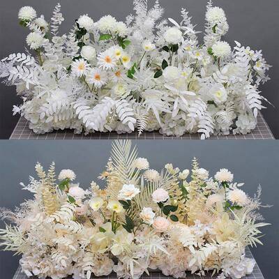 红婚礼成品地排花色婚仿真绢花成庆品装饰加利花排T尤台路引花婚