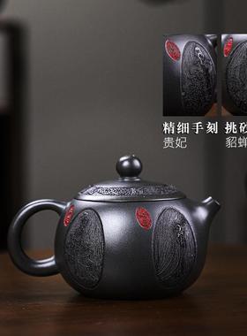 宜兴手工紫砂壶养壶香韵西施深井生墨绿做泥工精细出水36451顺畅