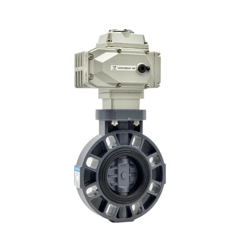 电动PVC蝶阀D971X-10S耐腐蚀酸碱UPVC塑料DN50 6L5 80 100 150 20