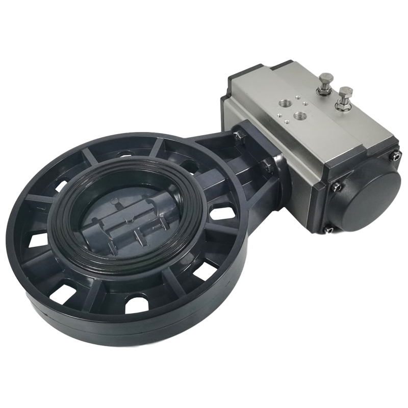 气动upvc蝶阀D671X-o16S pvc塑料阀门 耐酸碱腐蚀63 75 90 110 16